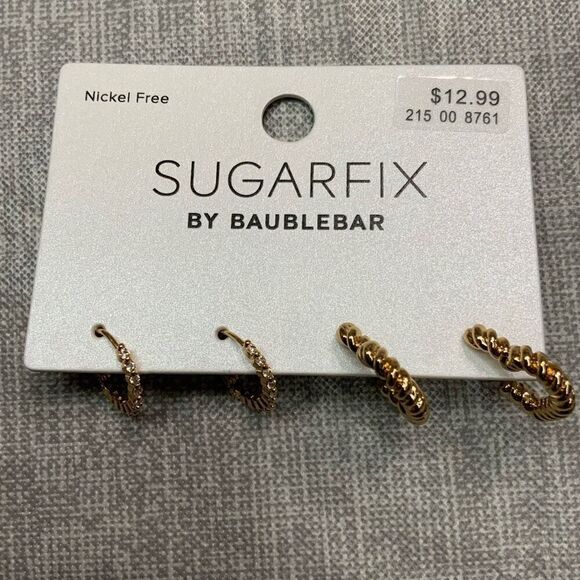 SugarFix by BaubleBar Crystal Hoop & Gold Tone Heart Earring Set - Picture 4 of 8